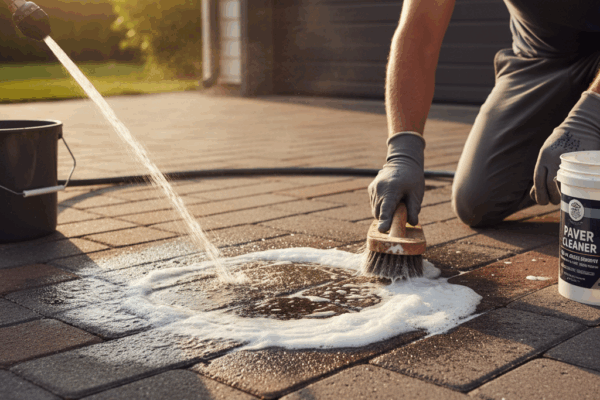 plamy z oleju na kostce brukowej