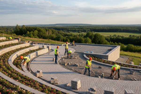 Układanie kostki na spadach i wzniesieniach