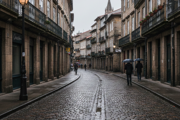 kostka brukowa w deszczu